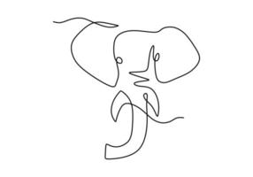 una sola línea continua de cabeza de elefante para el día mundial del elefante vector