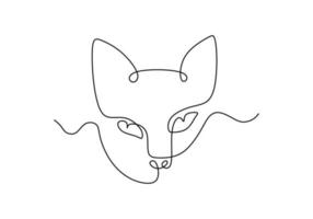 One continuous single line of cat face for international cat day vector