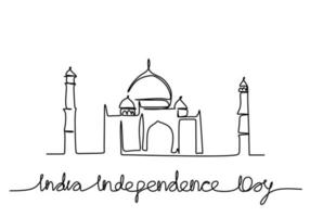 One continuous single line hand drawn of big mosque vector