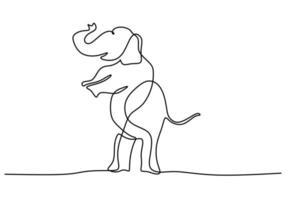 One continuous single line of standing elephant for world elephant day vector