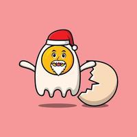Cute Cartoon character Fried eggs santa claus vector