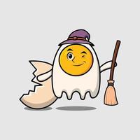 Cute cartoon witch shaped fried eggs character vector