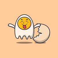 Cute cartoon fried eggs with flashy expression vector