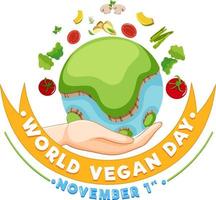 diseño de banner del día mundial vegano vector