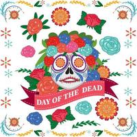 día de muertos con calavera de calaca vector