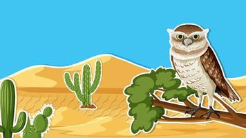 An owl in desert background vector