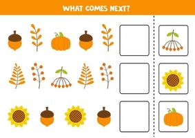 What comes next game with autumn elements. vector