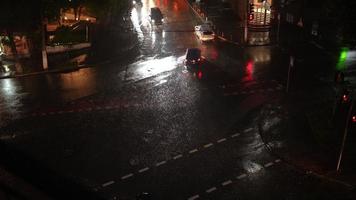 Kiev, Ukraine - June 1, 2021 streets of Kiev at night time. Heavy rain outdoor photo