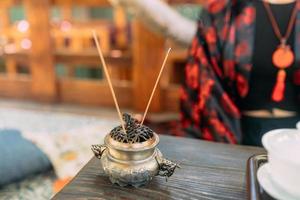 Close up of Asian Buddhist Incense Sticks photo