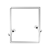 The rectangular frame is decorated with flowers in a minimalist style. Vector illustration of line art