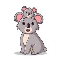 Loving Mother Koala with her Baby. Animal Icon Concept. Flat Cartoon Style. Suitable for Web Landing Page, Banner, Flyer, Sticker, Card vector