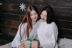 Two beautiful girls at Christmas photo