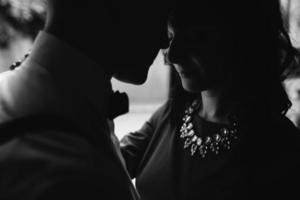 Young beautiful couple silhouette photo