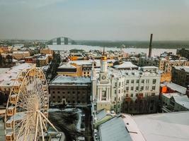 Kontraktova Square on Podil in Kyiv, aerial view photo