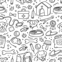 pattern of pet products elements drawn in hand-style doodle vector