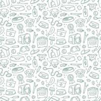 pattern of pet products elements drawn in hand-style doodle vector