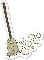 sticker of a cartoon sweeping brush vector