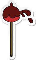 sticker of a quirky hand drawn cartoon toffee apple vector