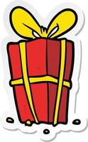 sticker of a cartoon xmas present vector