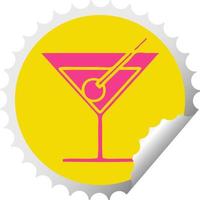 circular peeling sticker cartoon fancy cocktail vector