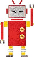 retro illustration style cartoon robot vector