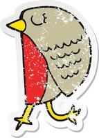 distressed sticker of a cartoon bird vector