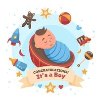 Born Day Card with Baby Boy vector