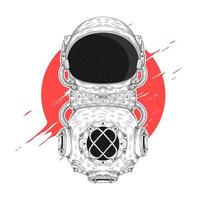 casco de buceo y traje de astronauta ilustración vector