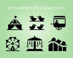 8 bit pixel the amusement icons in vector illustrations for cross stitch pattern and game assets