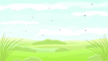 landscape with grass and clouds vector