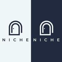 Simple open door abstract logo vector design, interior with geometric shapes or monogram.For building construction, business.property and company.
