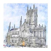 St Mary's Cathedral Killarney Ireland Watercolor sketch hand drawn illustration vector