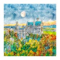 Schloss Neuschwanstein Germany Watercolor sketch hand drawn illustration vector