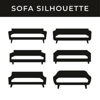 Set of Silhouette Modern Furniture Sofa Silhouette Vector Illustration