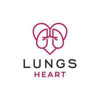 corazón de pulmones único moderno creativo en ilustración de vector de diseño de logotipo de icono de estilo lineal