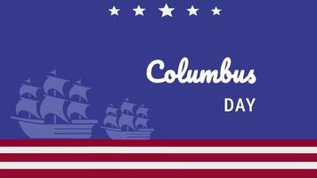 animerad columbus dag bakgrund, med förenad uppgav flagga Färg och silhuett av kryssare fartyg. lämplig till plats på video innehåll med den där tema.