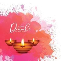 Beautiful shiny happy diwali three diya colorful hindu festival background vector