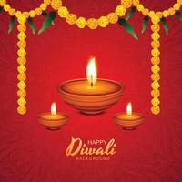 Happy diwali diya colorful hindu festival card background vector