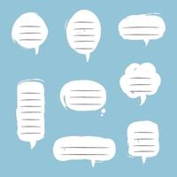 collection set of blank hand drawn speech bubble balloon with quotation marks, think speak talk whisper text box, flat vector illustration design isolated