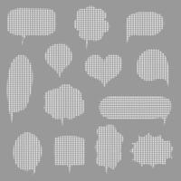 conjunto de colección de lindos lunares de arte pop dibujados a mano globo de burbujas de voz en blanco, gritar, pensar, hablar, hablar, cuadro de texto, pancarta, plano, diseño, ilustración vectorial vector