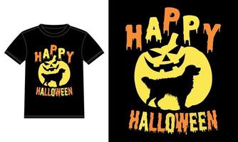 Golden Retriever in Pumpkin Funny Happy Halloween T-Shirt vector