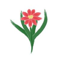 Vector flower in watercolor style drawn by child. Isolated on white background illustration.
