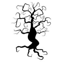 Spooky Halloween tree silhouette vector illustration. Halloween black plant isolated on white background.