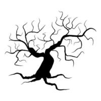 Ilustración de vector de silueta de árbol espeluznante. planta negra de halloween aislada sobre fondo blanco.