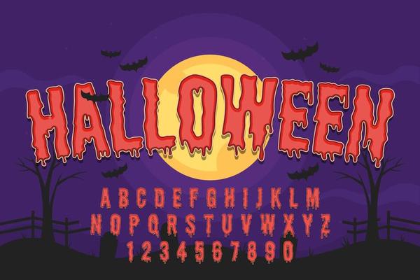 decorative halloween Font and Alphabet vector