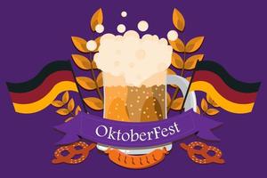 celebración del oktoberfest con cerveza, salchichas y pastel en alemania vector