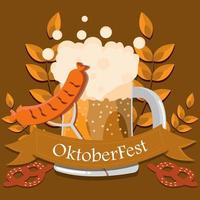 oktoberfest celebration with beer, sausage and cake in germany vector