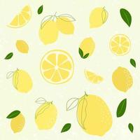 lemon background illustrations with leaf vector