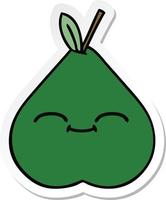 sticker of a cute cartoon pear vector