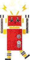 retro illustration style cartoon robot vector